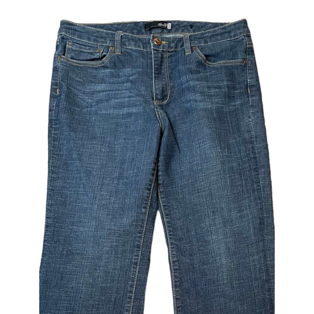 Seven7 Jeans Women's Size 32 Studio Flare Leg Mid Rise Stretch Blue Denim - Picture 3 of 10